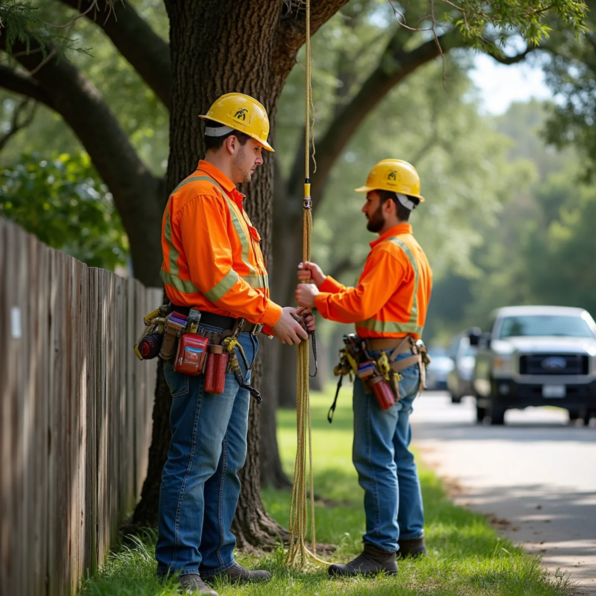 Specialized rope rigging and lowering system for Ball Moss Removal