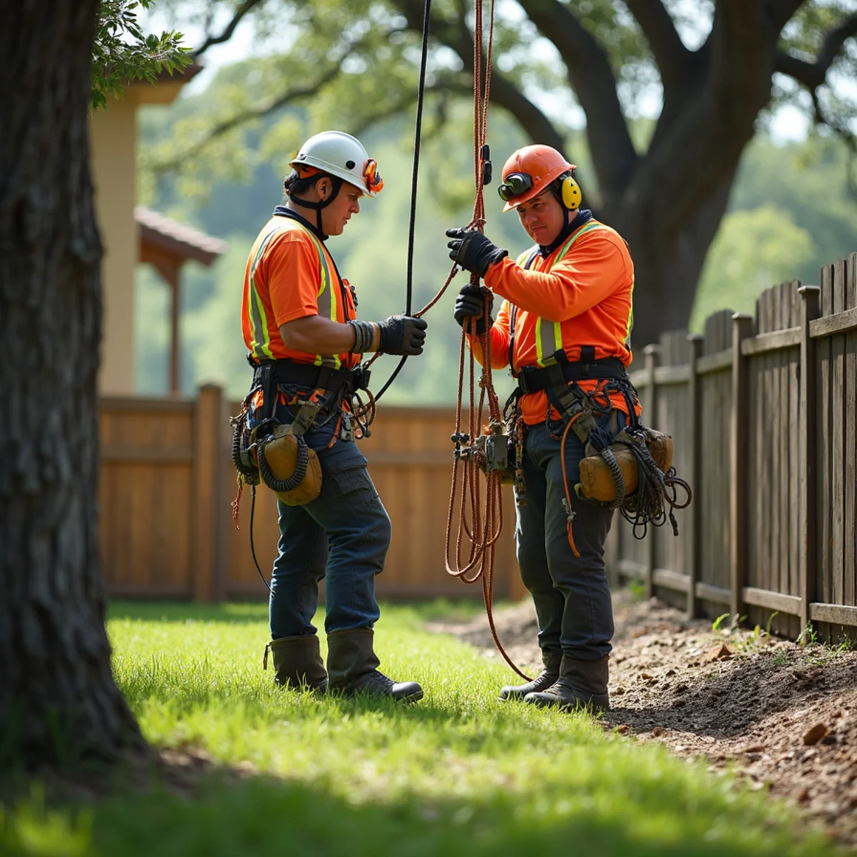 Specialized rope rigging and lowering system for Hazardous Tree Removal