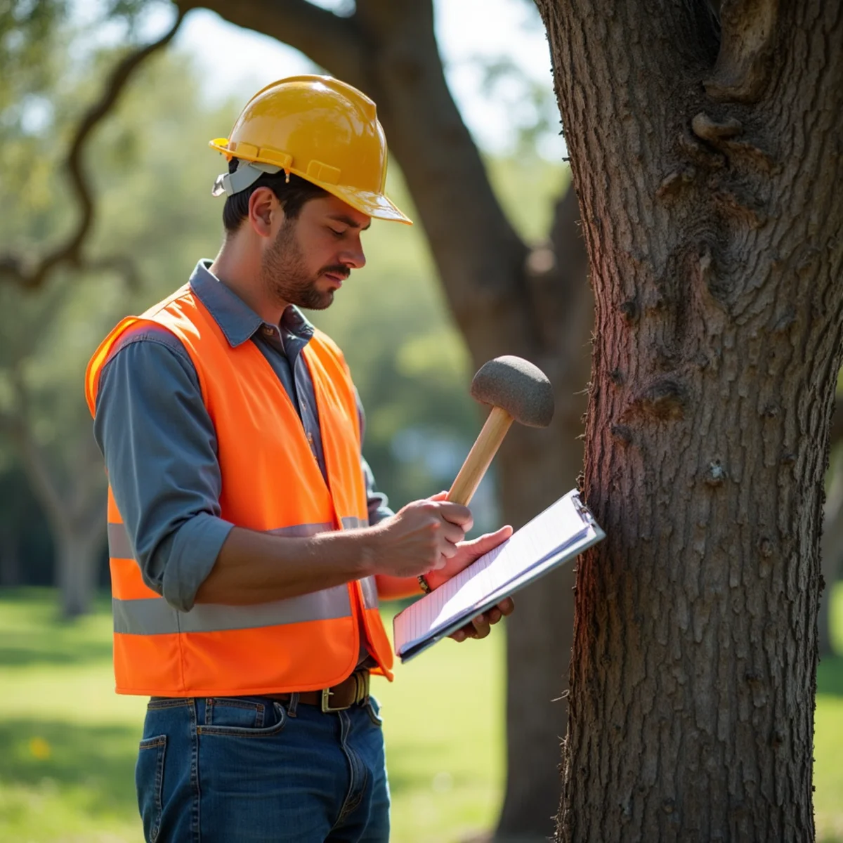 Certified arborist assessing tree health for Oak Wilt Prevention & Tree Inspection in San Antonio