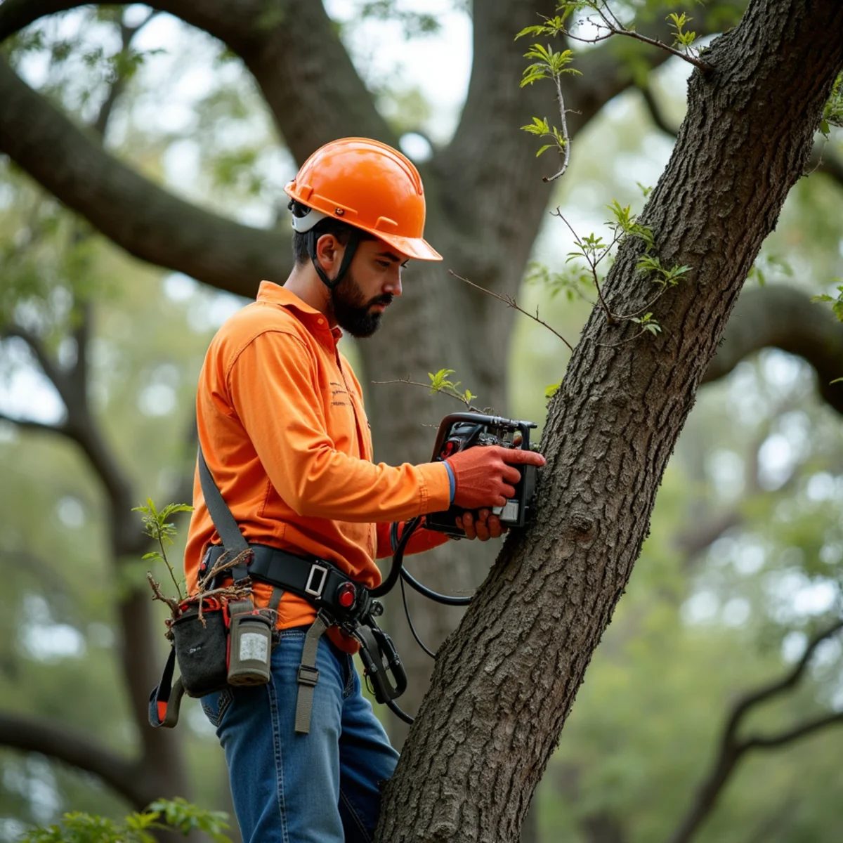 Live oak tree trimming and canopy thinning in Comal County