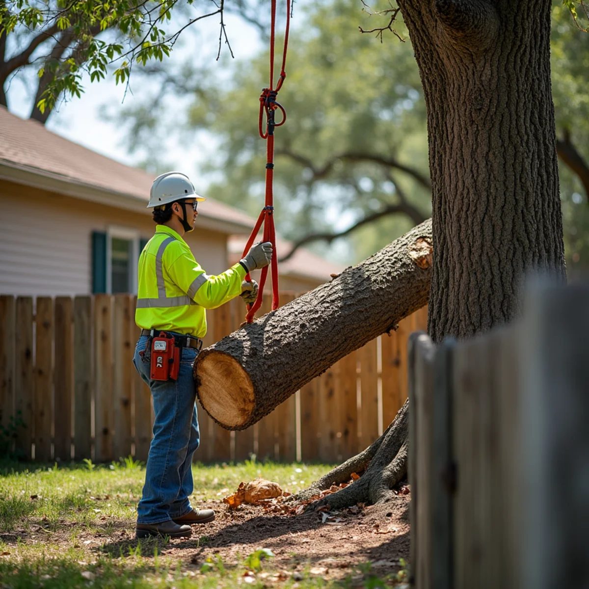 Controlled tree removal near residential home in Elmendorf