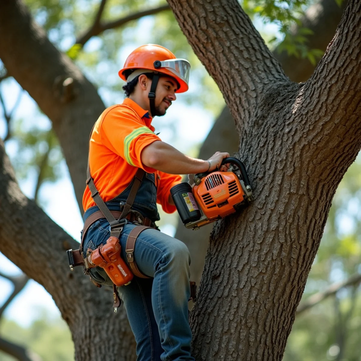 Live oak tree trimming and canopy thinning in Floresville