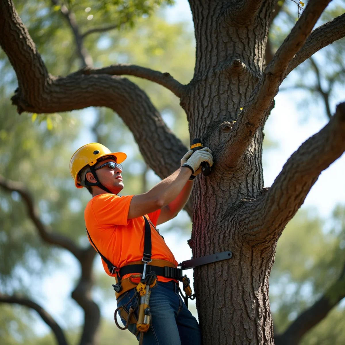 Live oak tree trimming and canopy thinning in Guadalupe County