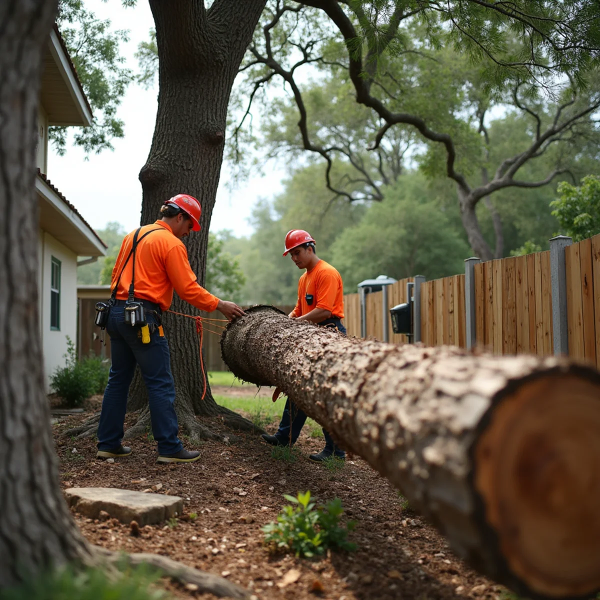 Controlled tree removal near residential home in Hollywood Park