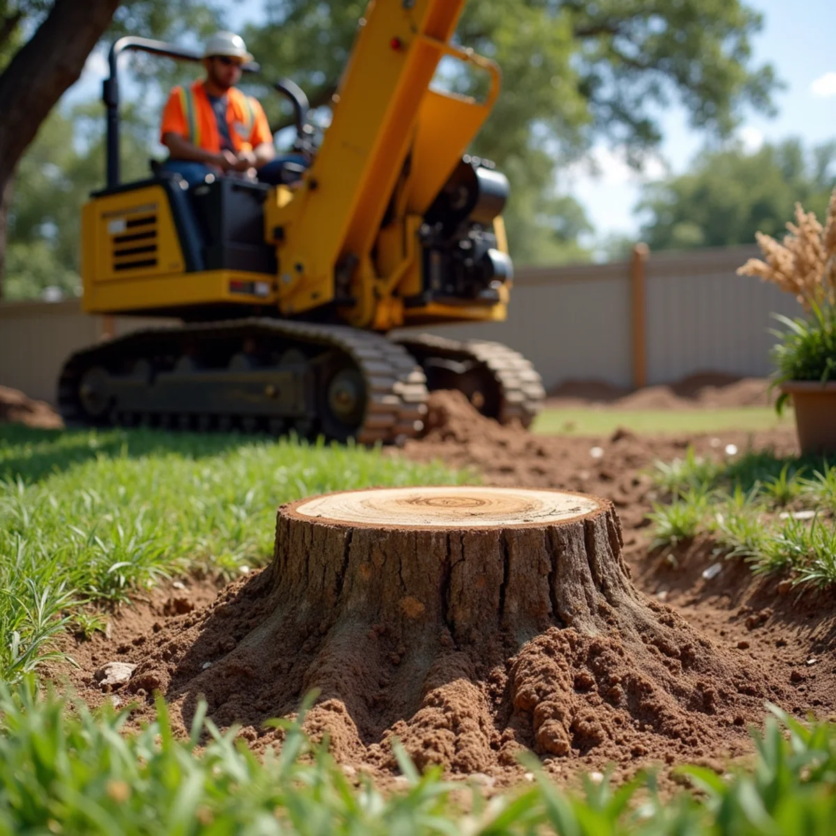 Commercial stump grinding equipment in Hollywood Park