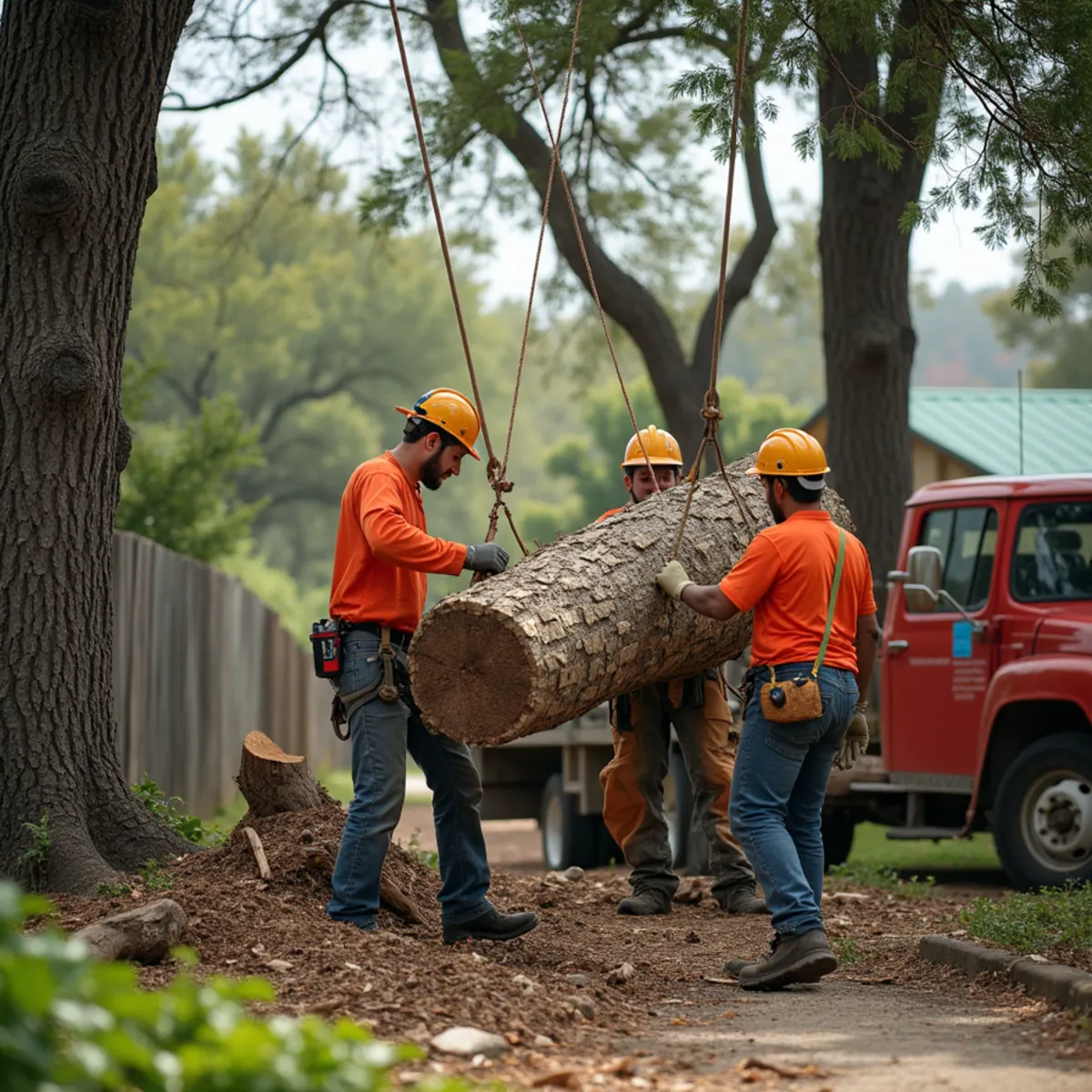 Controlled tree removal near residential home in Live Oak