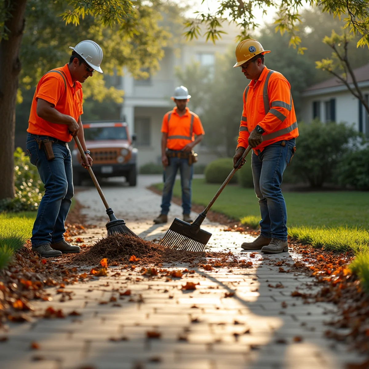 Comprehensive lawn raking, fine twig collection, and debris haul-off in Live Oak