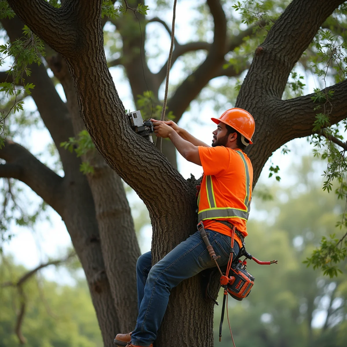 Live oak tree trimming and canopy thinning in New Braunfels