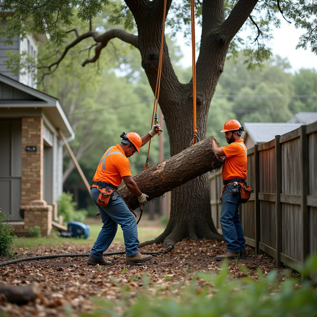 Controlled tree removal near residential home in Olmos Park