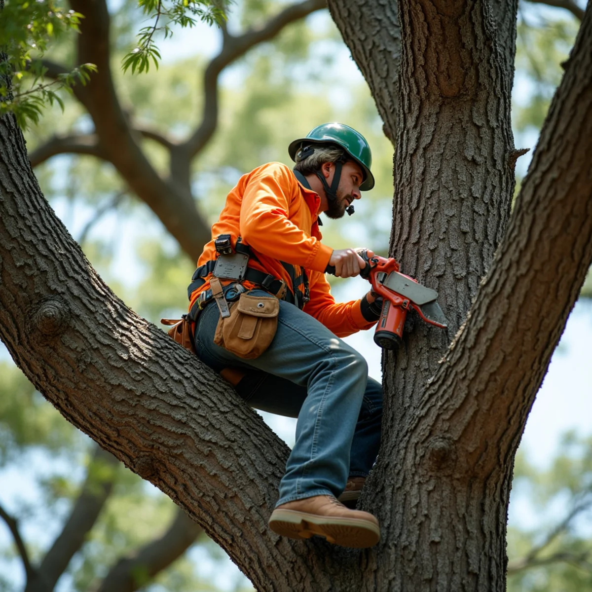 Live oak tree trimming and canopy thinning in Seguin