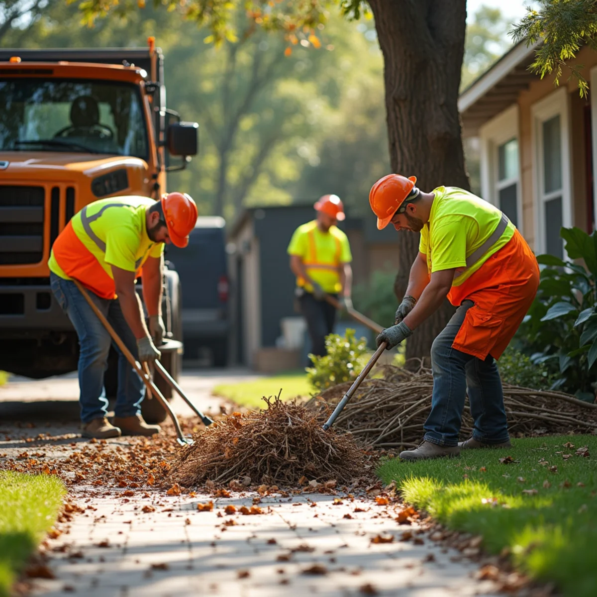Comprehensive lawn raking, fine twig collection, and debris haul-off in Selma