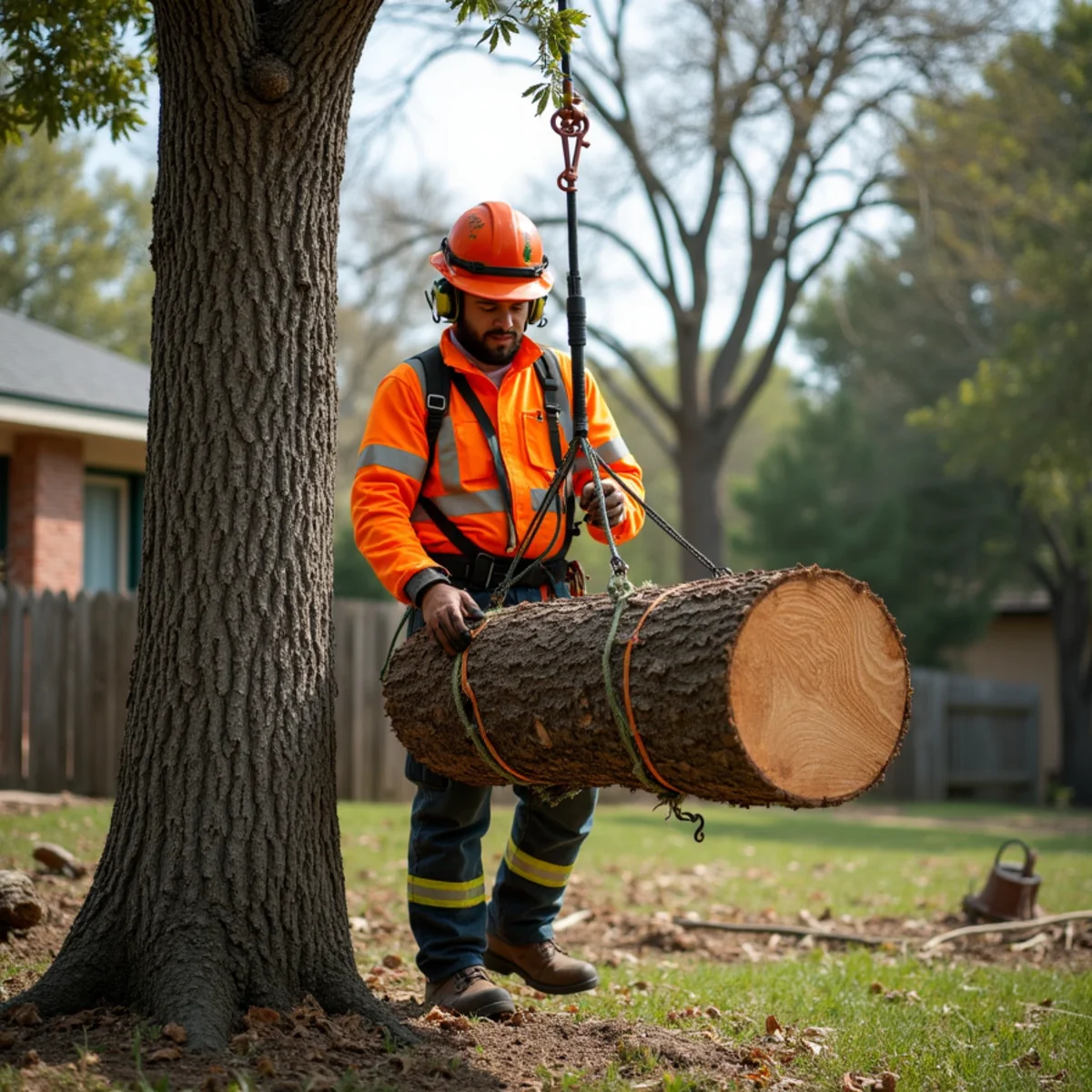 Controlled tree removal near residential home in Somerset