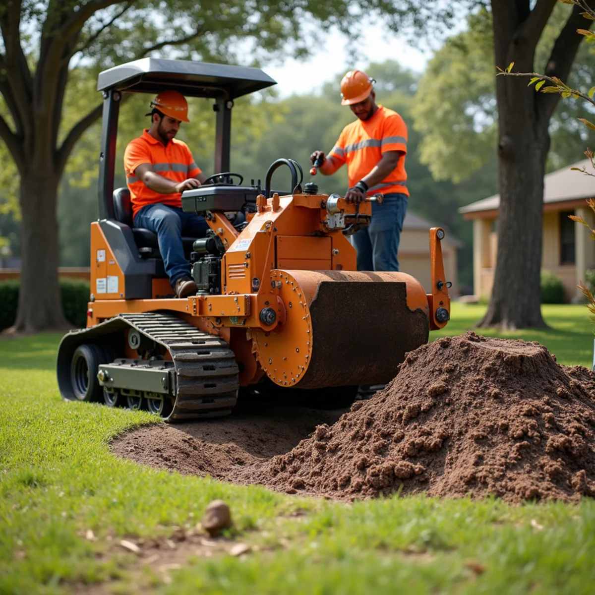 Commercial stump grinding equipment in St. Hedwig