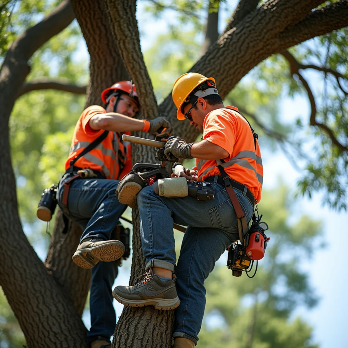Live oak tree trimming and canopy thinning in Timberwood Park