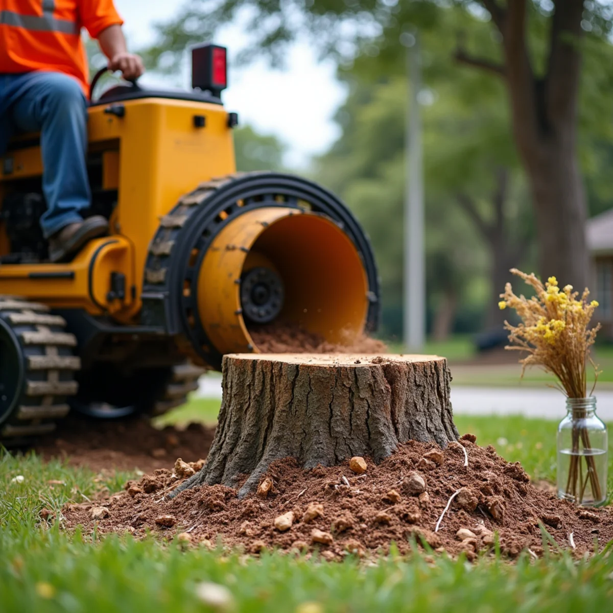 Commercial stump grinding equipment in Timberwood Park