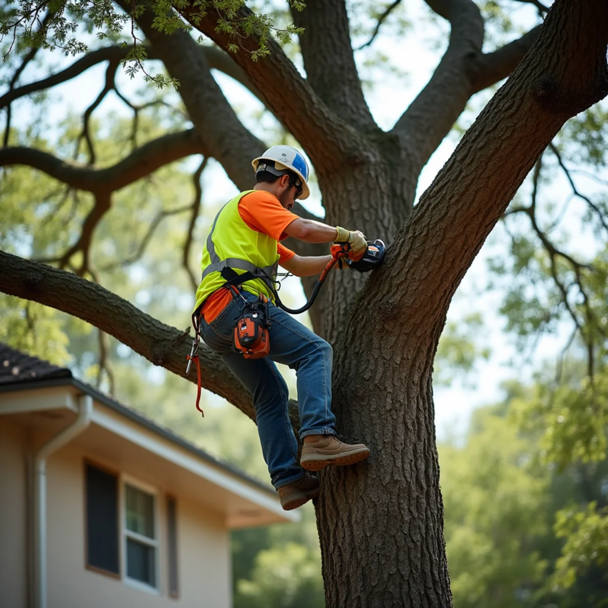 Live oak tree trimming and canopy thinning in Windcrest