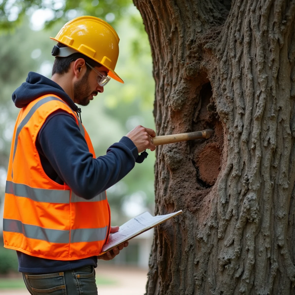 Certified arborist assessing tree health for Tree Service San Antonio (main keyword) in San Antonio
