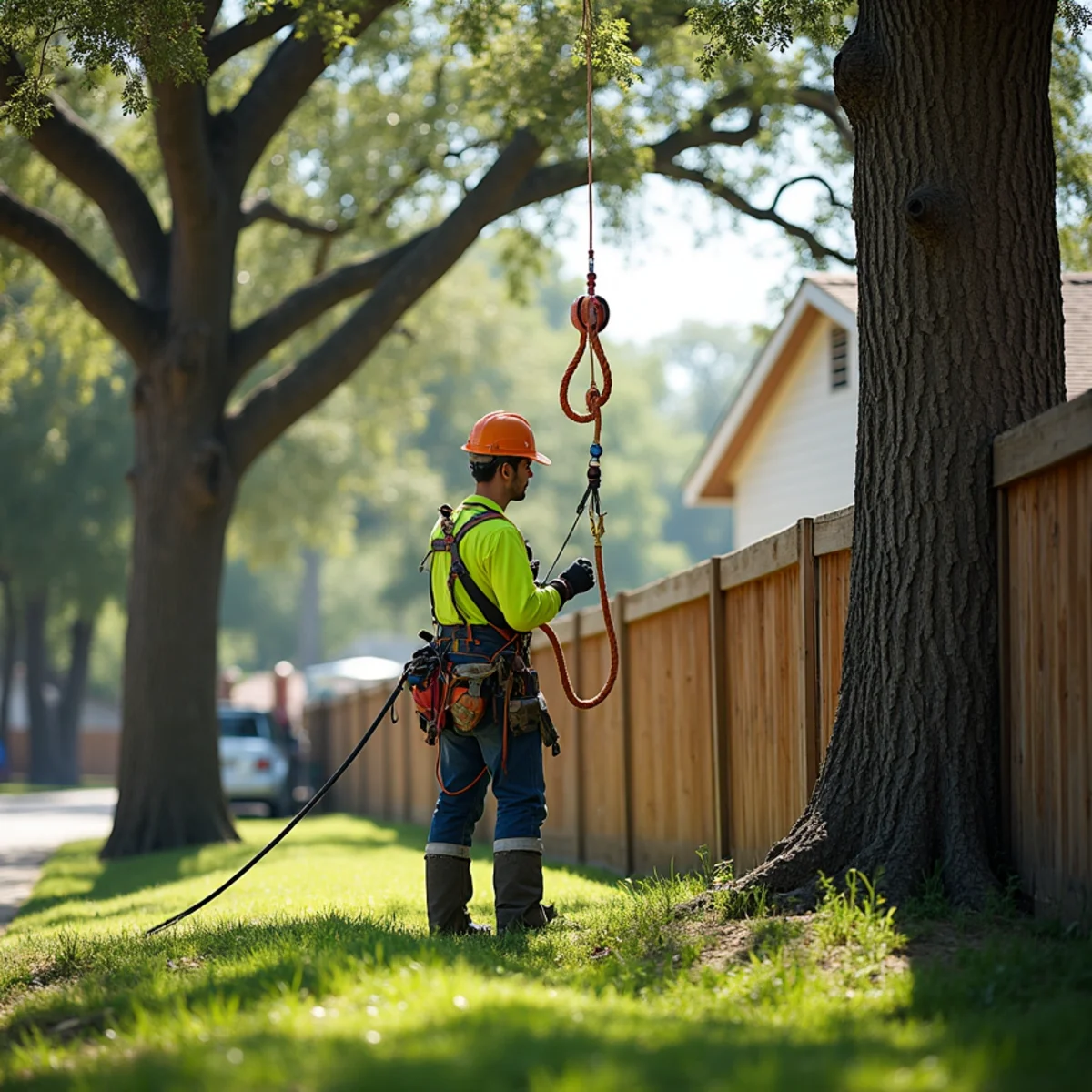 Specialized rope rigging and lowering system for Tree Service San Antonio (main keyword)