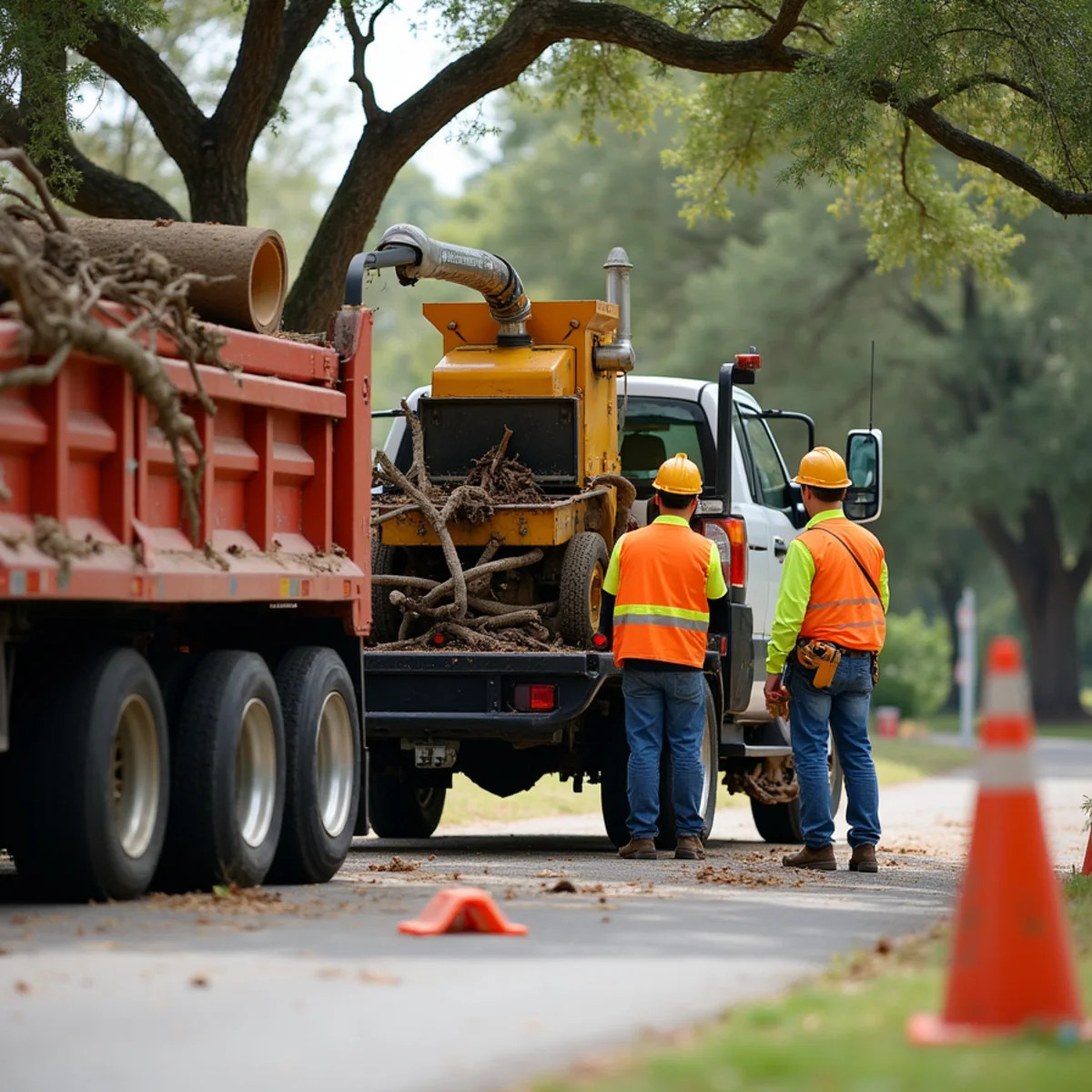 Heavy duty chipper and crane equipment during Tree Service San Antonio (main keyword)