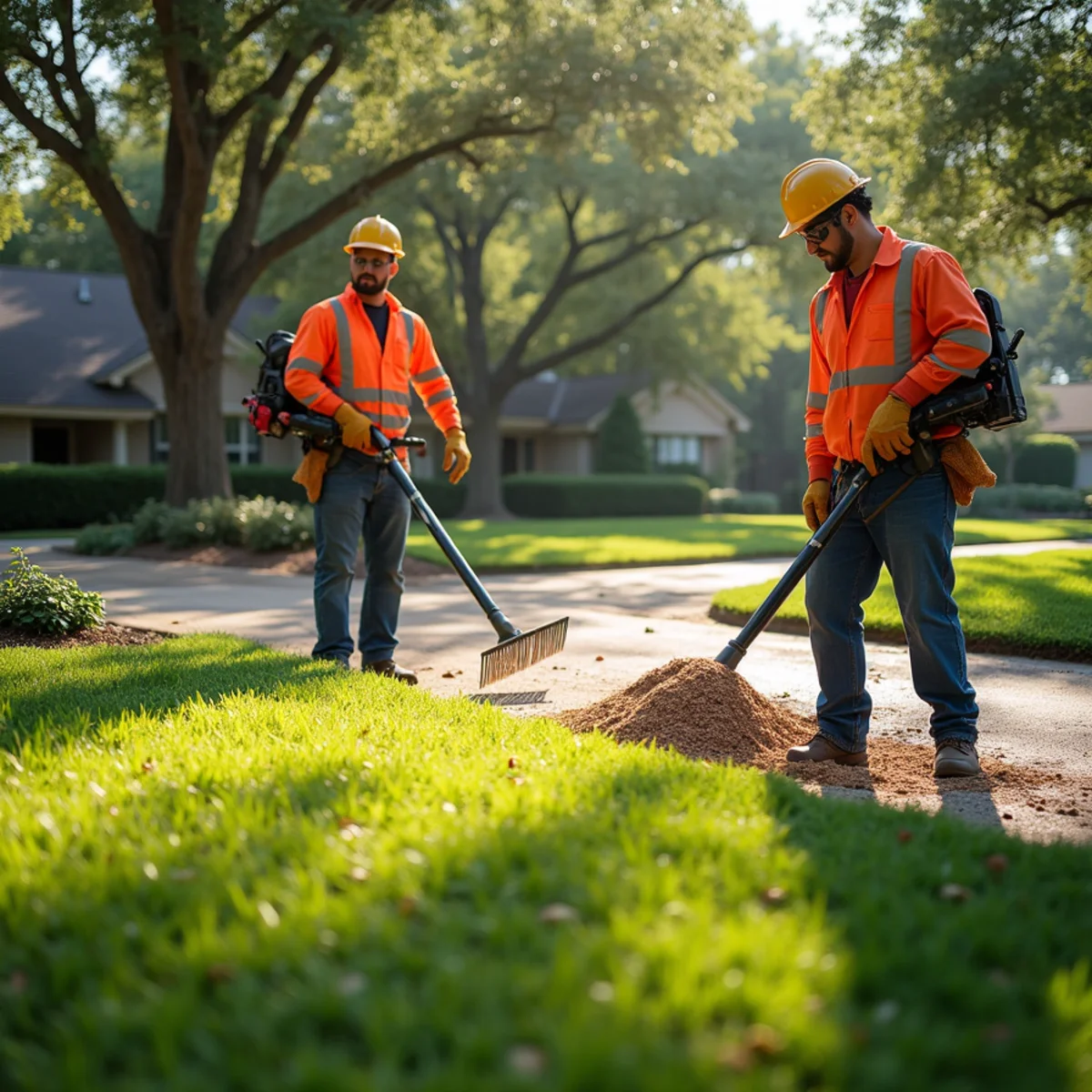 Complete lawn raking and debris haul-off following Tree Service San Antonio (main keyword)